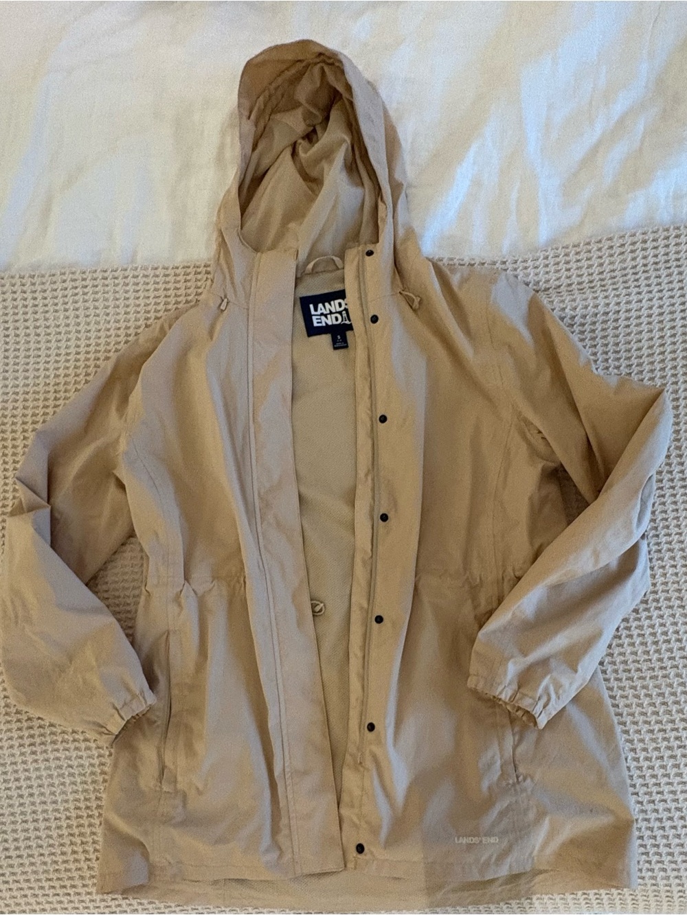 Lands' End Women's Hooded Utility Jacket in Beige